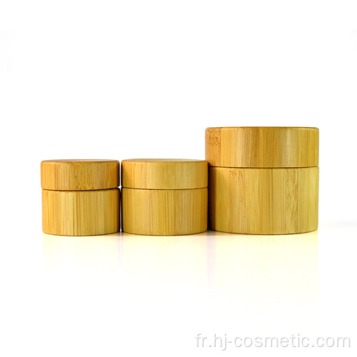 Récipients cosmétiques en gros visage crème utiliser 5g 15g 30g 50g 100g verre clair dépoli pot avec couvercle en bambou